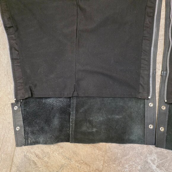 Vintage asphalt black zipper Leather Motorcycle Biker Chaps Mens XXL - Picture 15 of 16